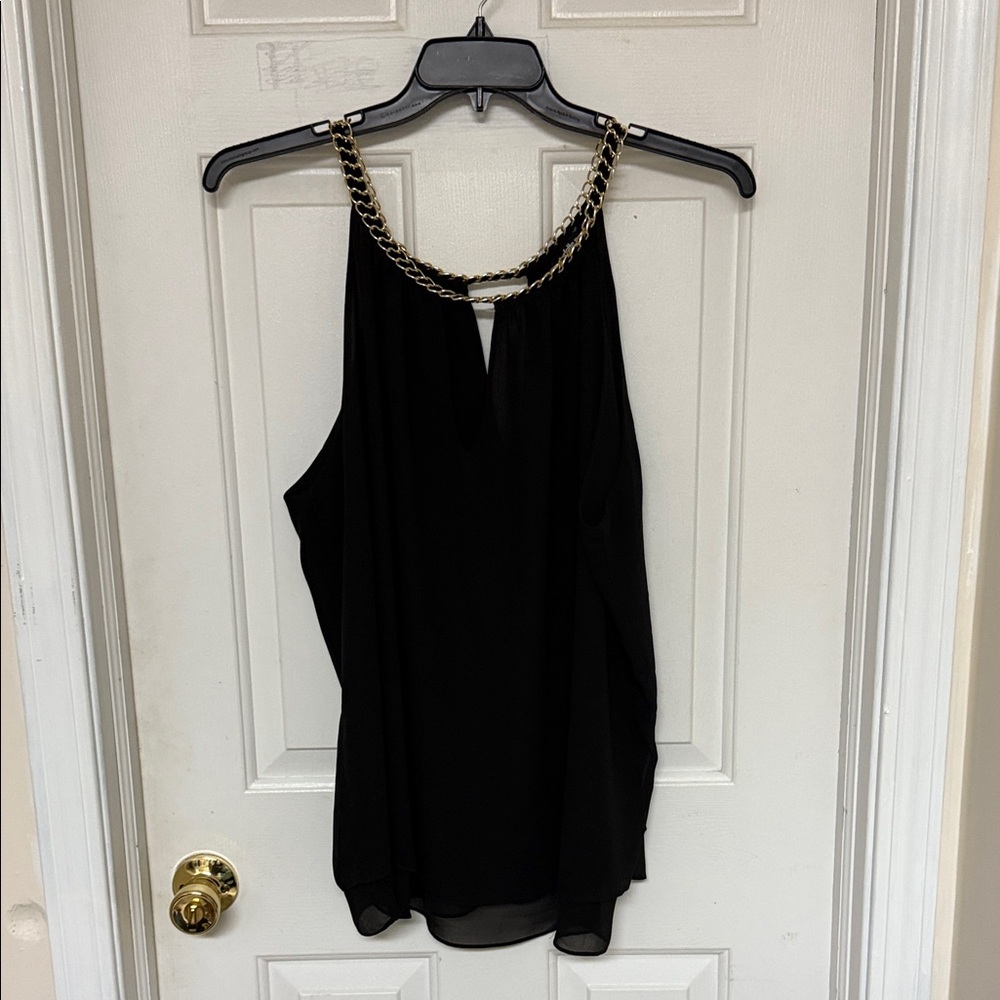 Women’s Black Top with Chain Accent 2X